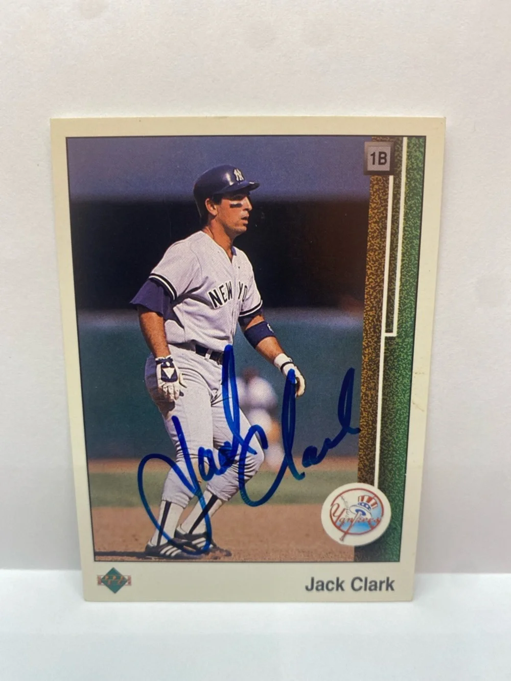 1989 Upper Deck Jack Clark Yankees #346 In Person Autograph (086)